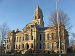 Kosciusko County Courthouse from southeast near sunset